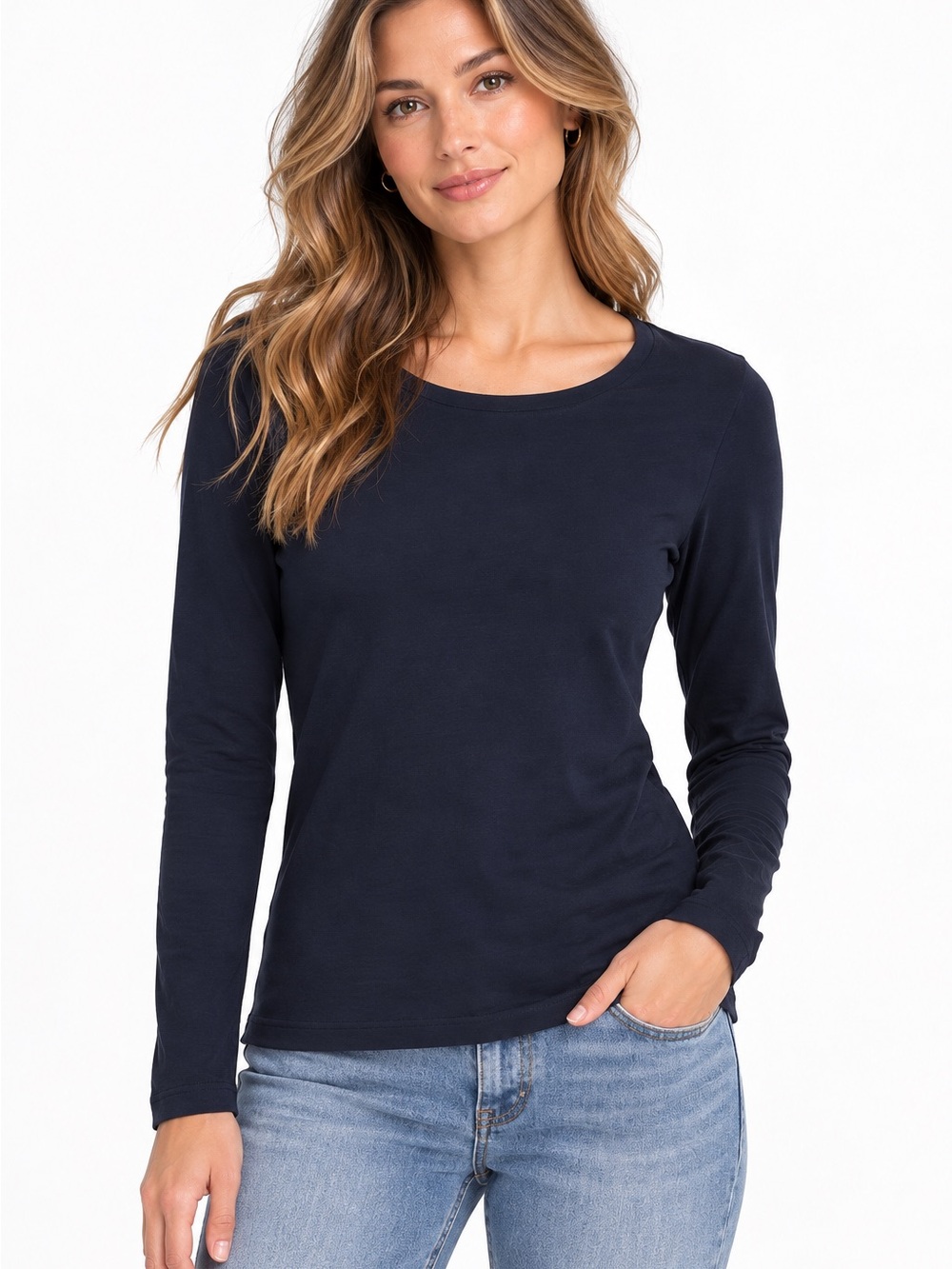 J.Crew Painter Tee Navy Blue Long Sleeve Crewneck T-Shirt Classic Basic